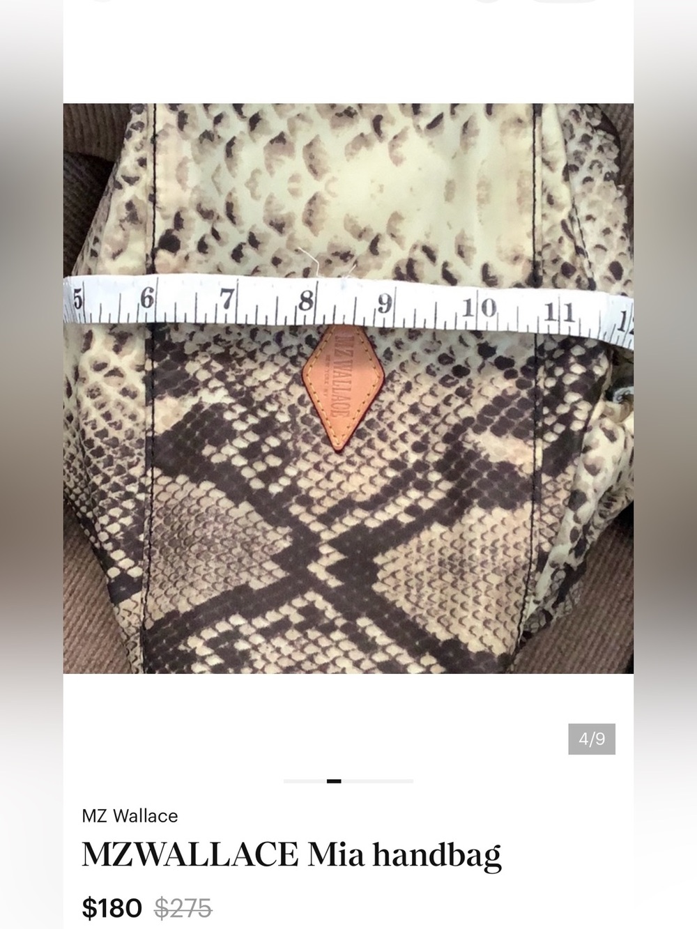 NWOT MZ Wallace  MIA Snake-Print Crossbody Bag in Beige and Black - Picture 4 of 16